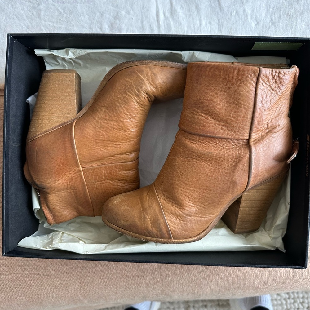 Rag & bone tan ankle boots with box
